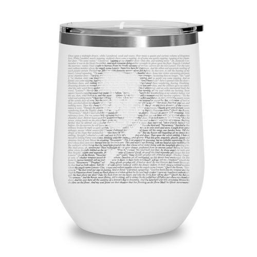 Edgar Allen Poe & Raven Reading Bookworm Reader Wine Tumbler - Bookorys AU