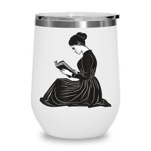 Emily Dickinson Reading A Book Wine Tumbler - Bookorys DE