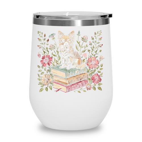 Floral Cottagecore Chihuahua Pet Dog Flower Book Reader Wine Tumbler - Bookorys DE