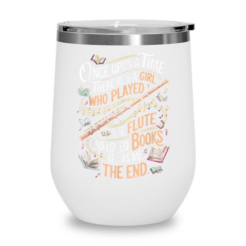 Flute And Books Marching Band Musician Flutist Flute Player Wine Tumbler - Bookorys CA