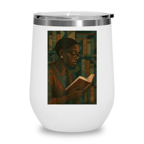 Geometric History Educated Women Teacher Book Melanin Wine Tumbler - Bookorys CA
