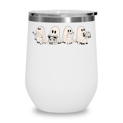 Ghost Book Reading Halloween Books Lover Teacher Kids Wine Tumbler - Bookorys UK