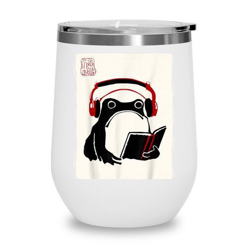 Grumpy Frog Books Music Kawaii Ink Japanese Wine Tumbler - Bookorys CA