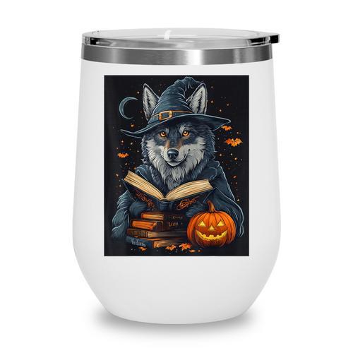 Halloween Girls Boys Cute Wolf Book Pumpkin Kids Halloween Wine Tumbler - Bookorys DE