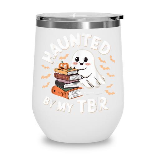 Haunted By My TBR Cute Ghost Book Reading Teacher Halloween Wine Tumbler - Bookorys
