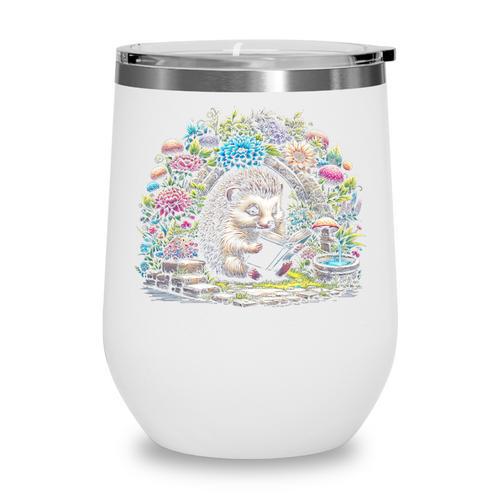 Hedgehog Reading Book Lake Scenery Reading Wine Tumbler - Bookorys