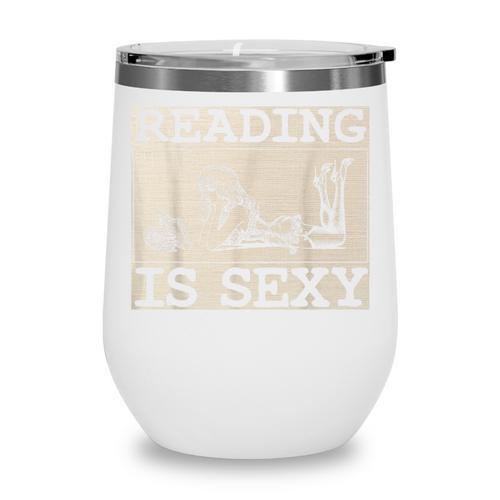 Hot Pin Up Girl Comic Book Vintage Reading Is Sexy Wine Tumbler - Bookorys