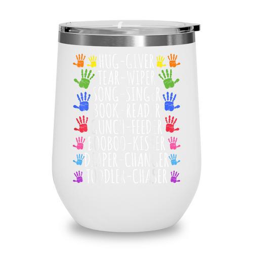 Hug Giver Book Reader Diaper Changer Daycare Teacher Wine Tumbler - Bookorys CA