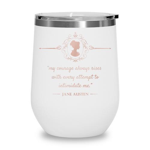 Jane Austen My Courage Always Rises Literary Book Club Wine Tumbler - Bookorys