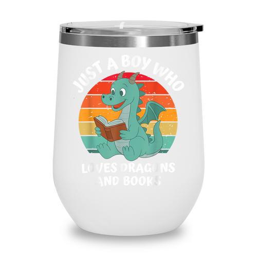 Just A Boy Who Loves Dragons And Books Kids Toddler Baby 5T Wine Tumbler - Bookorys CA
