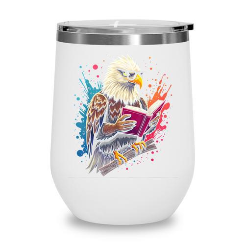 Kawaii Eagle Reads Book Reading Library Book Bookworm Wine Tumbler - Bookorys