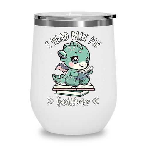 Kids I Read Past My Bedtime Cute Book Dragon Pajama Wine Tumbler - Bookorys DE