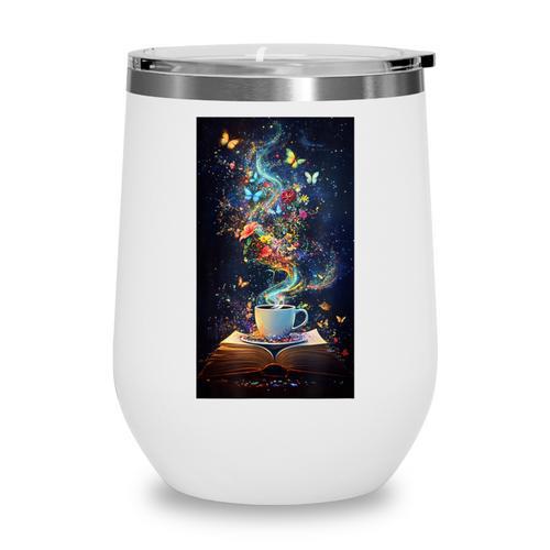 Magical Book Floral Coffee Books Nature Fantasy Wine Tumbler - Bookorys