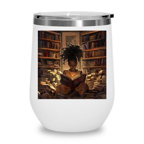 Melanin Afro Women Educated Reading Book History Wine Tumbler - Bookorys DE