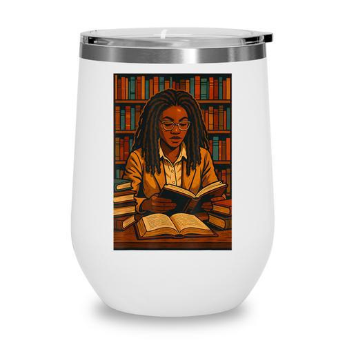 Melanin Girl Locs Book Lover Librarian Teacher Student Wine Tumbler - Bookorys AU