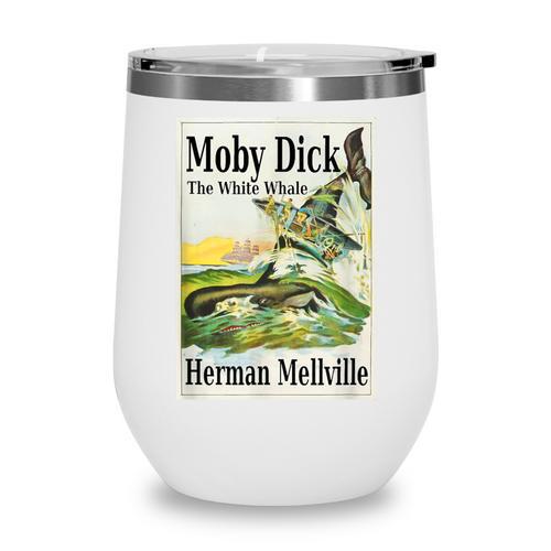 Moby Dick Book Cover Illustration Wine Tumbler - Bookorys