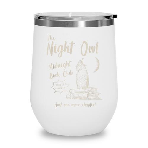 Night Owl Book Club Bookish Book Lover Tee Wine Tumbler - Bookorys DE