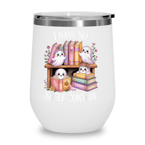 I Have No Shelf Control Ghost Reading Books Pun Wine Tumbler - Bookorys