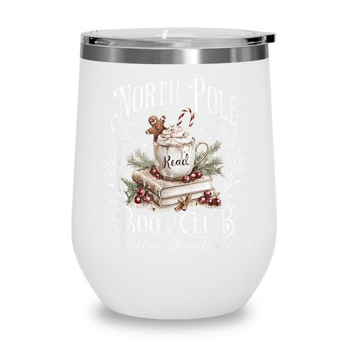 North Pole Book Club Hot Cocoa Served Daily Wine Tumbler - Bookorys