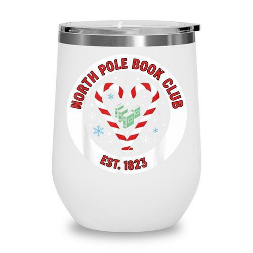North Pole Book Club Shirt Candy Cane Christmas Wine Tumbler - Bookorys