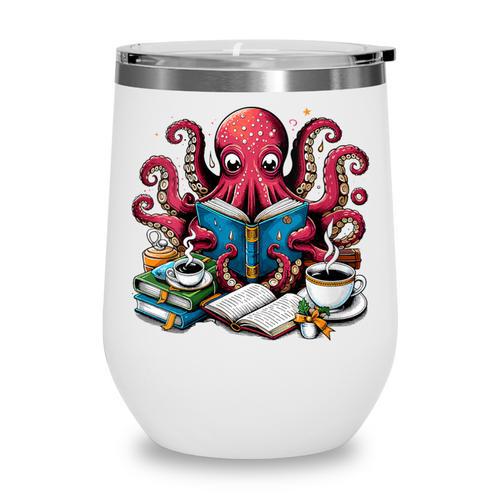 Octopus Reading Book Coffee Lover Bookaholic Bookworm Reader Wine Tumbler - Bookorys DE