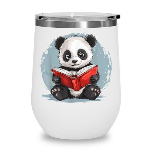 Panda With Book For Reading Enthusiasts Wine Tumbler - Bookorys