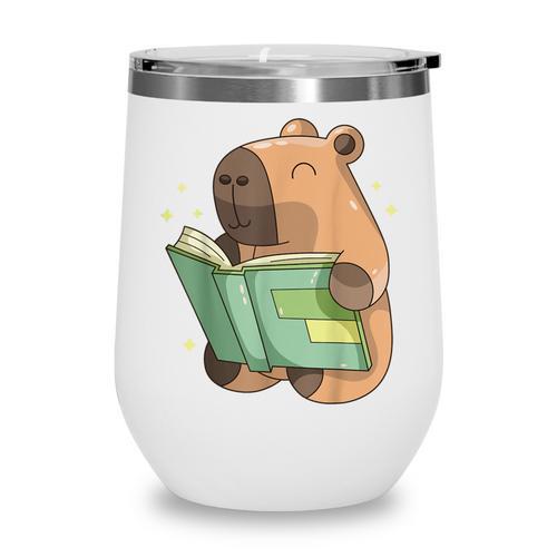 Pet Capybara Is Reading Library Capy Word Book Day Teacher Men Women Kids Wine Tumbler - Bookorys AU