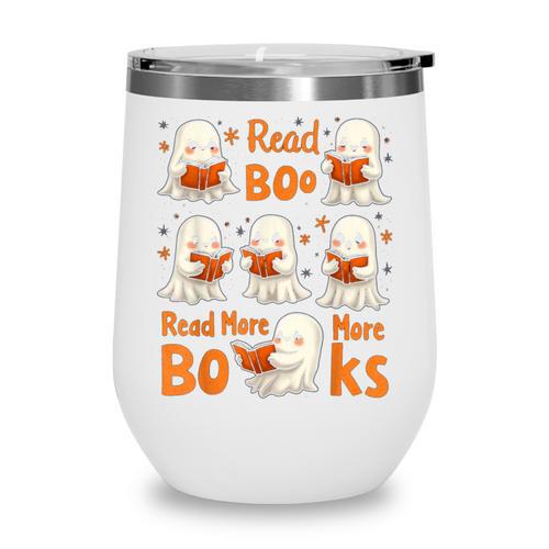Read Boo KS Read More Bo KS Cute Ghost Reading Book Wine Tumbler - Bookorys UK