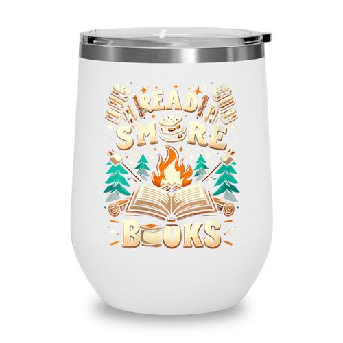 Read More Books Camping Outdoors Travel Campfire Smores Wine Tumbler - Bookorys CA