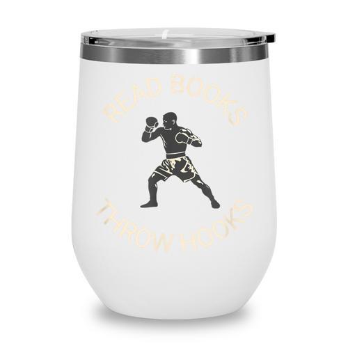 Read Books Throw Hooks Boxing Literacy Shirt Wine Tumbler - Bookorys DE