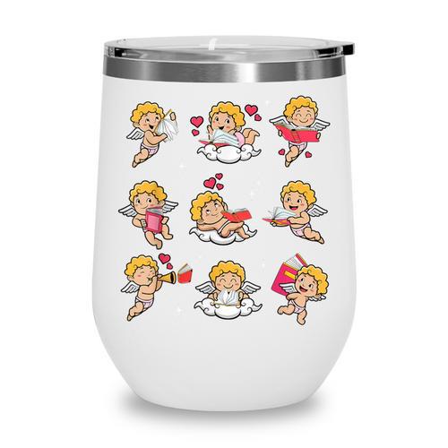 Reading Cupids Books Valentine's Day Teachers Book Lovers Wine Tumbler - Bookorys