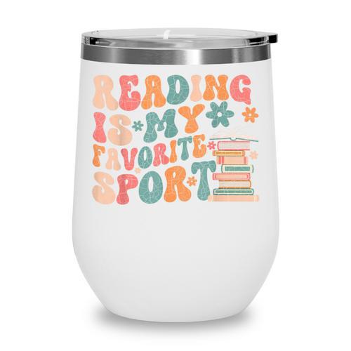 Reading Is My Favorite Sport Retro Groovy Book Lovers Wine Tumbler - Bookorys