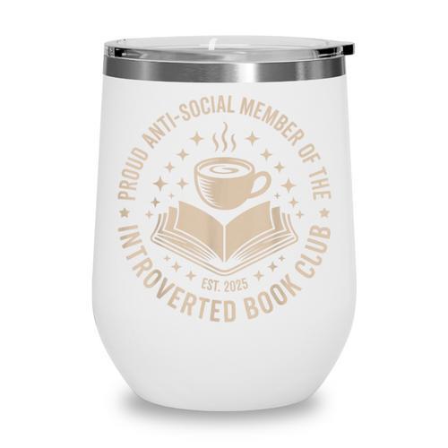 Retro Proud Introverted Book Club Anti Social Reader Wine Tumbler - Bookorys DE