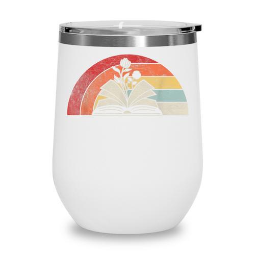 Retro Vintage Wildflowers Book Shirt Book Lover Wine Tumbler - Bookorys CA