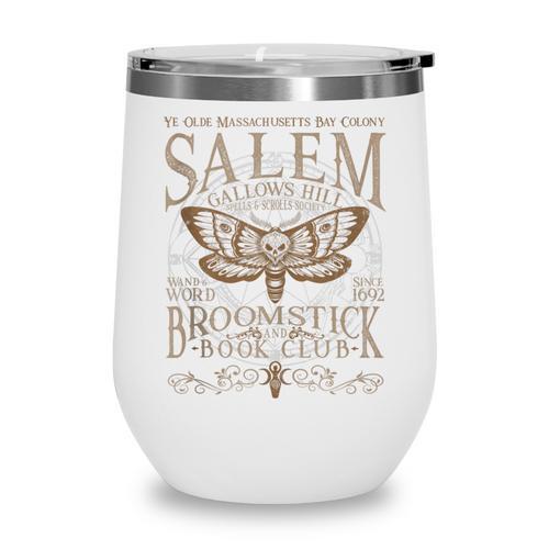 Salem Broomstick Book Club Cottagecore Moth Boho Wine Tumbler - Bookorys DE