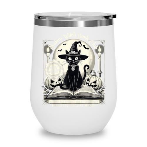 Salem Witch Book Club Vintage Halloween Cat Book Lover Wine Tumbler - Bookorys