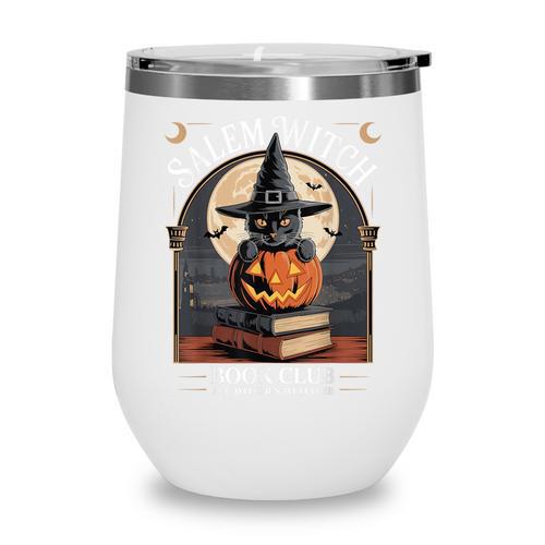 Salem Witch Book Club All Witches Welcome Halloween Reading Wine Tumbler - Bookorys