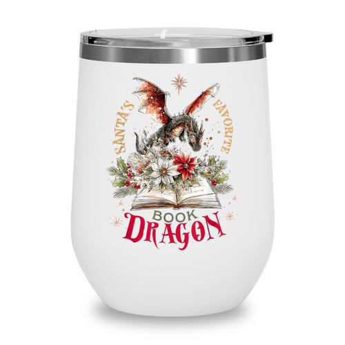 Santa's Favorite Book Dragon Christmas Magic Wine Tumbler - Bookorys DE