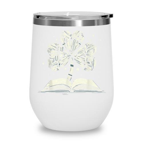 Shamrock Books St Patricks Day Bookworm Librarian Wine Tumbler - Bookorys