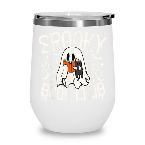 Spooky Book Club Cute Ghost Reading Book Halloween Costume Wine Tumbler - Bookorys