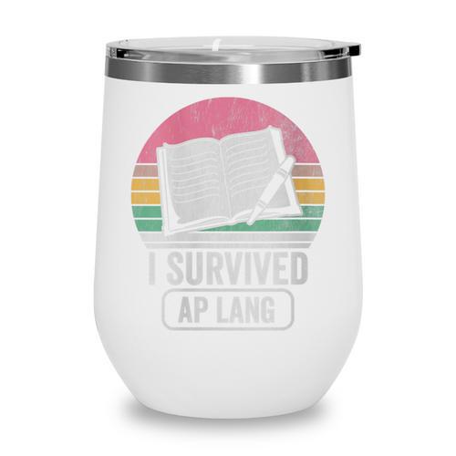 I Survived AP Lang Retro Book Graphic Wine Tumbler - Bookorys CA