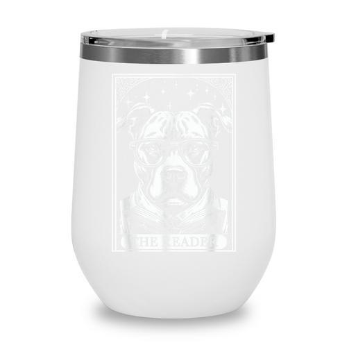 Tarot Card Vintage Pit Bull Pittie Dog Book Lover The Reader Wine Tumbler - Bookorys