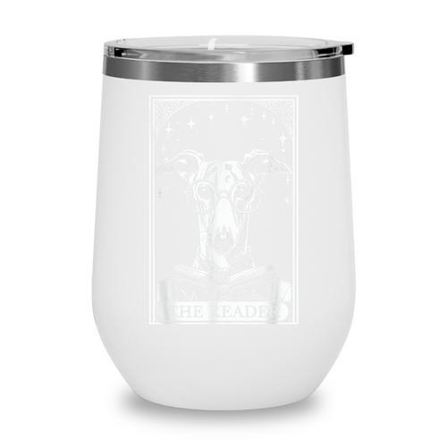 Tarot Card Vintage Whippet Dog Book Lover The Reader Wine Tumbler - Bookorys