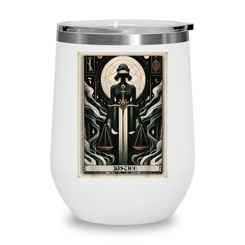 Tarot Cards Guide Book Esoteric Mysticism Clothing Tarot Card Justice Wine Tumbler - Bookorys