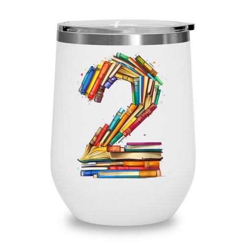 Toddler 2nd Birthday Books Themed 2 Year Old Boys Kids Girls Wine Tumbler - Bookorys
