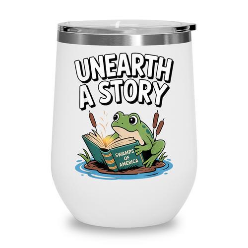 Unearth a Story Frog Reading a Book Summer 2026 Wine Tumbler - Bookorys