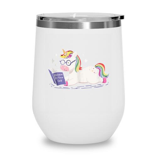 Unicorn Bookworm Believe In Yourself Cute And Inspirational Wine Tumbler - Bookorys CA
