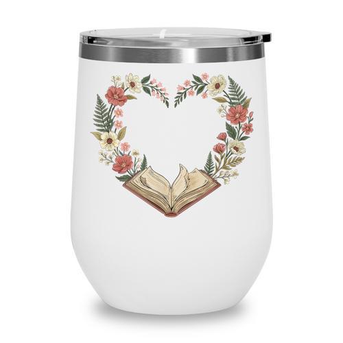Vintage Book Lover Valentine Heart Wine Tumbler - Bookorys DE