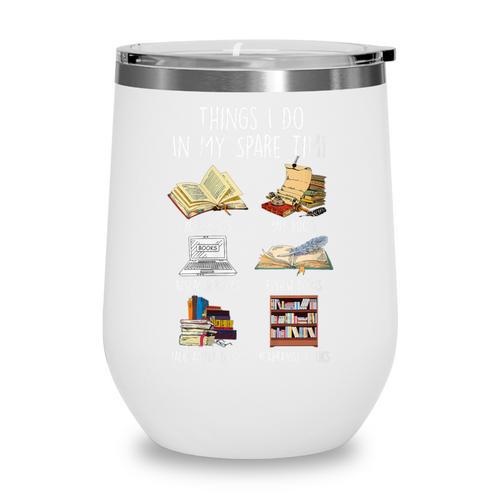 Vintage Retro Things I Do In My Spare Time Books Wine Tumbler - Bookorys