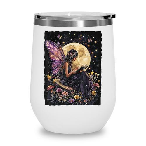 Whimsical Book Fairy Reading Bookish Fairycore Wine Tumbler - Bookorys